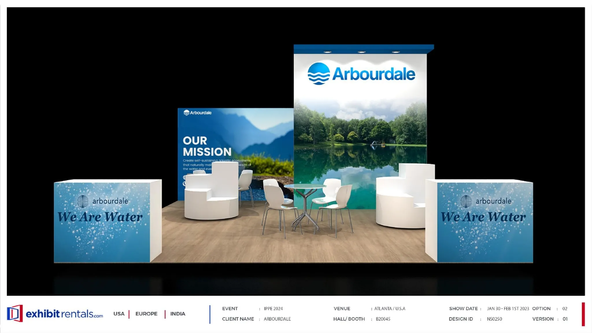 20x20 Peninsula booth design by Exhibit-Rentals